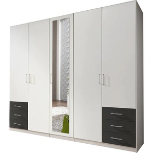 Kleiderschrank WIMEX Fügen Schränke Gr. B/H/T: 225 cm x 208 cm x 58 cm, 5 St., weiß (weiß, graphit) Kleiderschrank Drehtürenschrank Drehtürenschränke Schränke