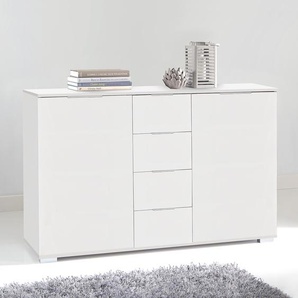 Kombikommode I 130 x 82 x 38cm Weiß/Weiß