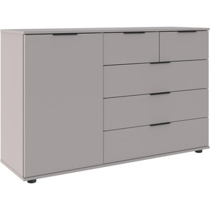 Wimex Kombikommode Tilburg, Sideboard 130x43x83cm, Made in Germany, mit schwarzen Metallgriffen, Stauraum hinter 1 Tür und in 5 Schubladen