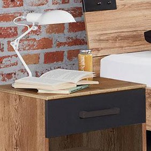 Nachtkommode WIMEX Liverpool Sideboards Gr. B/H/T: 46 cm x 38 cm x 40 cm, grau (plankeneiche, nachbildung, abgesetzt graphitfarben) Nachtkonsolen und Nachtkommoden