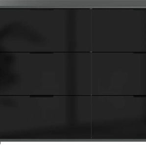 Schubkastenkommode WIMEX Barcelona Sideboards Gr. B/H/T: 130 cm x 83 cm x 41 cm, 6, schwarz (graphit, glas schwarz) Schubladenkommoden mit Glaselementen auf den Schubkästen