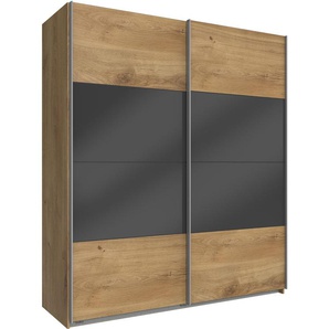 Schwebetürenschrank WIMEX Easy Schränke Gr. B/H/T: 135 cm x 210 cm x 65 cm, 2 St., grau (plankeneichefarben, grauglas) Schranksysteme und Schrankserien mit Teilglas