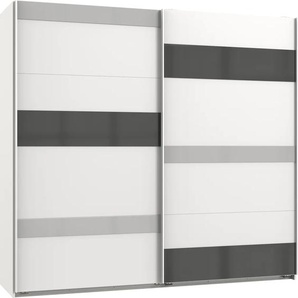 Schwebetürenschrank WIMEX Monaco Schränke Gr. B/H/T: 180 cm x 208 cm x 65 cm, 2 St., weiß (weiß, absetzung glas grey und light grey) Schwebetürenschränke Schiebetürenschränke mit Glaselementen