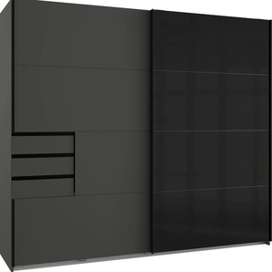 Schwebetürenschrank WIMEX Saigon Schränke Gr. B/H/T: 225 cm x 208 cm x 64 cm, 2 St., grau (graphit, glas schwarz) Schwebetürenschränke und Schiebetürenschränke mit Glaselementen Bestseller