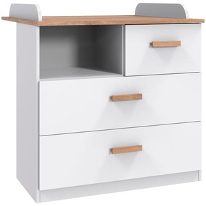 Wickelkommode WIMEX Gotland Wickelkommoden Gr. B/H/T: 91 cm x 93 cm x 75 cm, weiß (weiß, abgesetzt plankeneiche, nachbildung, weiß) Baby Wickelkommoden und Wickelregale umbaubar zur Kommode