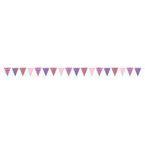 Wimpelkette aus Papier, pink/lila, Punkte/Streifen, 4,5 m, von JaBaDaBaDo