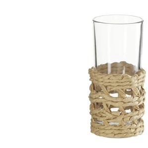 Windlicht - braun - Glas , Seegras - 13,5 cm - [6.0] | Möbel Kraft