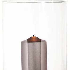Windlicht FINK CATANIA Kerzenhalter Gr. H: 48 cm, braun (braun, silberfarben) Kerzenhalter aus Edelstahl, Glas und Rattan