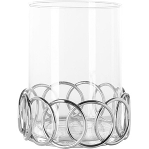 Windlicht FINK JUWEL Kerzenhalter Gr. H: 28,5 cm, silberfarben Windlichter Laternen Kerzenhalter aus Edelstahl mit Glaseinsatz, Höhe ca. 28,50 cm