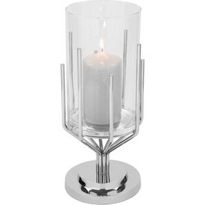 Windlicht FINK LUXOR Kerzenhalter Gr. H: 39 cm, silberfarben Windlichter Laternen Silberfarben - aus Aluminium, Edelstahl und Glas