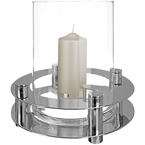Windlicht FINK RICARDO Kerzenhalter Gr. H: 9,00 cm, silberfarben Kerzenhalter aus mundgeblasenem Glas
