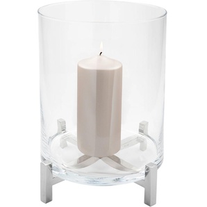Windlicht FINK YONO, Weihnachtsdeko Kerzenhalter Gr. B/H/T: 26 cm x 35 cm x 26 cm, silberfarben Windlichter Laternen aus Edelstahl und Glas
