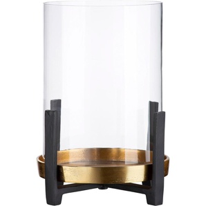 Windlicht GILDE Nuro Kerzenhalter Gr. B/H/T: 23,00 cm x 29,00 cm x 23,00 cm, goldfarben (goldfarben, schwarz) Kerzenhalter aus Aluminium, mit Glaseinsatz