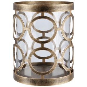 Windlicht - gold - Glas , Metall - 16,3 cm - [12.8] | Möbel Kraft
