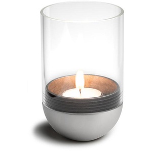 Windlicht Gravity Candle höfats Zinkdruckguss silberfarben, Glas klar, Designer Thomas Kaiser, Christian Wassermann, 13 cm