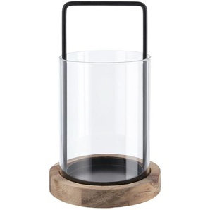Windlicht - holzfarben - Metall, Holz, Glas - 12 cm - [12.0] | Möbel Kraft