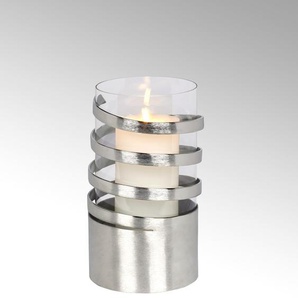 Windlicht LAMBERT Kerzenhalter Spiral Kerzenhalter Gr. H: 25 cm, silberfarben Kerzenhalter aus Aluminium, gebürstet und Glas