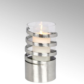 Windlicht LAMBERT Kerzenhalter Spiral Kerzenhalter Gr. H: 25 cm, silberfarben Kerzenhalter aus Aluminium, gebürstet und Glas