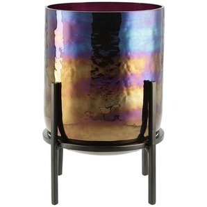 Windlicht - lila/violett - Metall, Glas , Glas , Metall - 21 cm - [13.5] | Möbel Kraft