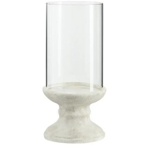 Windlicht mit Glasaufsatz - grau - Zement,Glas - 34,5 cm - 16.5 | Möbel Kraft