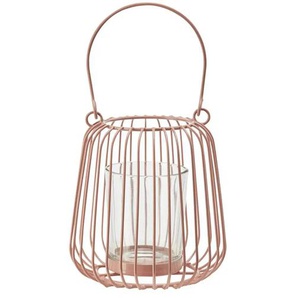 Windlicht mit Glaseinsatz   ¦ rosa/pink ¦ Metall,Glas ¦ Maße (cm): H: 12  Ø: 10