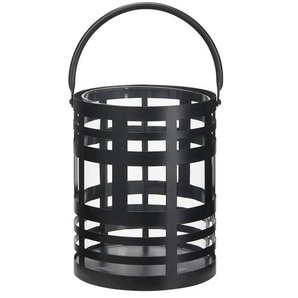 Windlicht mit Glaseinsatz - schwarz - Eisen,Glas - 21,5 cm - 17.0 | Möbel Kraft