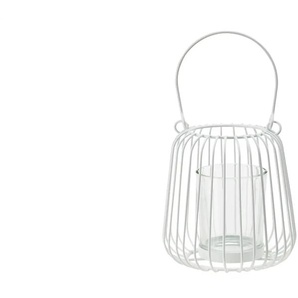 Windlicht mit Glaseinsatz - weiß - Metall,Glas - 12 cm - 10.0 | Möbel Kraft