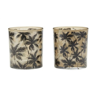 Windlicht Palmen sortiert - beige - Glas - 10,3 cm - 9.5 | Möbel Kraft