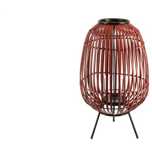 Windlicht | rot | Bambus,Metall,Glas | 45 cm | 26.5 |