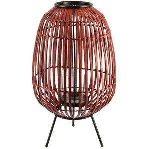 Windlicht | rot | Bambus, Metall, Metall, Bambus, Glas | 45 cm | [26.5] |