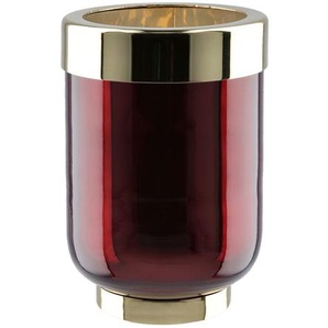 Windlicht - rot - Metall, Glas , Glas , Metall - 11,5 cm - [8.0] | Möbel Kraft