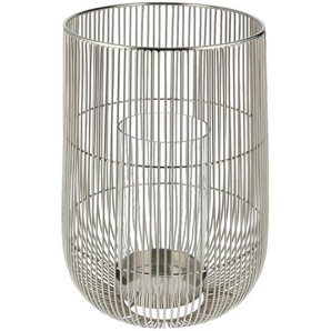 Windlicht - silber - Glas , Stahl, Stahl, Glas - 35 cm - [25.0] | Möbel Kraft
