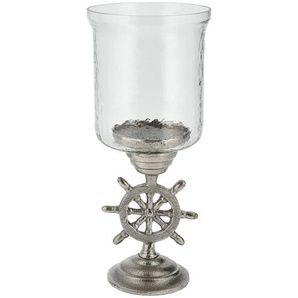 Windlicht | silber | Glas , Metall | 33,25 cm | [14.0] |