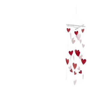 Windspiel Herzen   ¦ rot ¦ Rattan,Naturfaser ¦ Maße (cm): B: 16,5 H: 73