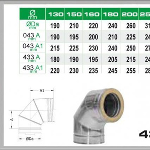 Winkel 90° für Schornsteinsets 130mm DW6