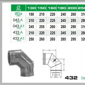 Winkel 90° mit Reinigungsöffnung für Schornsteinsets 150mm DW6