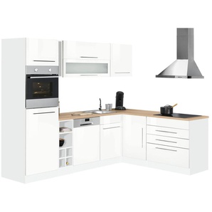 Winkelküche HELD MÖBEL Eton Komplettküchen-Sets Gr. B/T: 260 cm x 190 cm, weiß (küche: hochglanz, weiß) L-Küche ohne Elektrogeräte