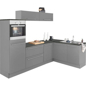 Winkelküche OPTIFIT Bern Komplettküchen-Sets Gr. B/T: 265 cm x 60 cm, ohne E-Geräte, grau (küche: basaltgrau, anthrazit, front: arbeitsplatte: anthrazit) L-Küchen mit Elektrogeräte
