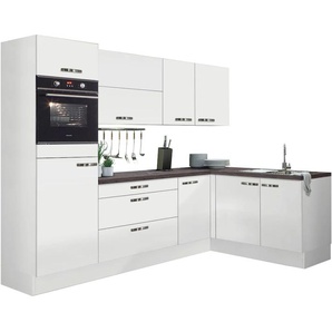 Winkelküche OPTIFIT Cara Komplettküchen-Sets Gr. B/T: 265 cm x 175 cm, weiß (küche: weiß, korpus: arbeitsplatte: santuru anthrazit) L-Küche ohne Elektrogeräte