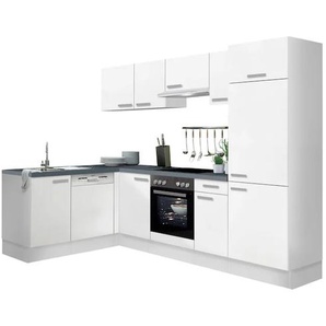 Winkelküche OPTIFIT Odense Komplettküchen-Sets Gr. B/T: 275 cm x 175 cm, weiß (küche: weiß, korpus: arbeitsplatte: anthrazit) L-Küche ohne Elektrogeräte