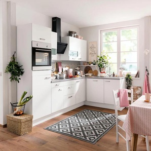 Winkelküche OPTIFIT Parma Komplettküchen-Sets Gr. B/T: 285 cm x 175 cm, weiß (küche: weiß, specksteingrau, korpus: weiß) L-Küche ohne Elektrogeräte
