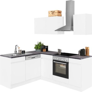 Winkelküche OPTIFIT Roth Komplettküchen-Sets Gr. B/T: 210 cm x 175 cm, weiß (küche: weiß, anthrazit, korpus: arbeitsplatte: anthrazit) L-Küche ohne Elektrogeräte