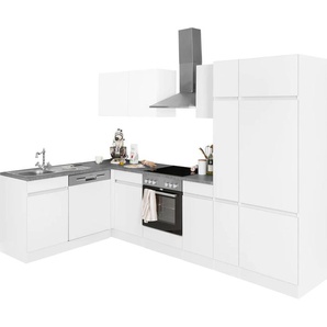 Winkelküche OPTIFIT Roth Komplettküchen-Sets Gr. B/T: 300 cm x 175 cm, weiß (küche: weiß, basaltgrau, korpus: arbeitsplatte: basaltgrau) L-Küche ohne Elektrogeräte