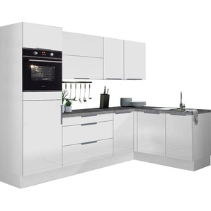 Winkelküche OPTIFIT Tara Komplettküchen-Sets Gr. B/T: 265 cm x 175 cm, weiß (küche: glanz, korpus: weiß, arbeitsplatte: specksteinfarben) L-Küche ohne Elektrogeräte