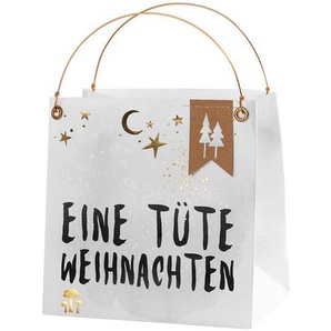 Wintergutscheintüte Eine Tüte Weihnachten Good old friends Papier, Draht grau, Designer Sarah Baumann, 17x12x8 cm