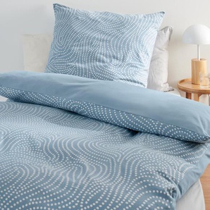 Winterjersey-Bettwäsche - blau - 100% Baumwolle - - Maße: 155 x 220 cm