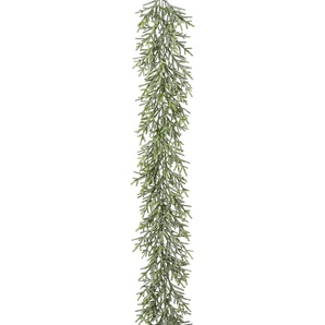 Winterliche Kunstpflanze CREATIV DECO Weihnachtsdeko, Weihnachtsgirlande Kunstpflanzen Gr. L: 180 cm, grün Kunstpflanzen Girlande aus Minizweigen in geeister Optik, Länge 180 cm