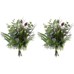 Winterliche Kunstpflanze CREATIV GREEN Weihnachtsdeko Kunstpflanzen Gr. H: 29 cm, 2 St., grün Kunstpflanzen Strauß aus verschiedenen Zweigen, 2er-Set