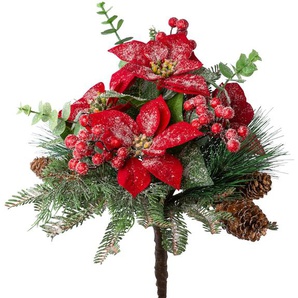 Winterliche Kunstpflanze CREATIV GREEN Weihnachtsdeko rot Kunstpflanzen Gr. H: 55 cm, 1 St., rot Kunstpflanzen Mixbund, mit Zapfen und Beeren