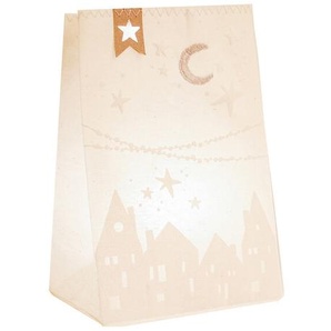 Winterlichtbeutel Good old friends Stoff creme gold, Designer Sarah Baumann, 18x13x9.5 cm